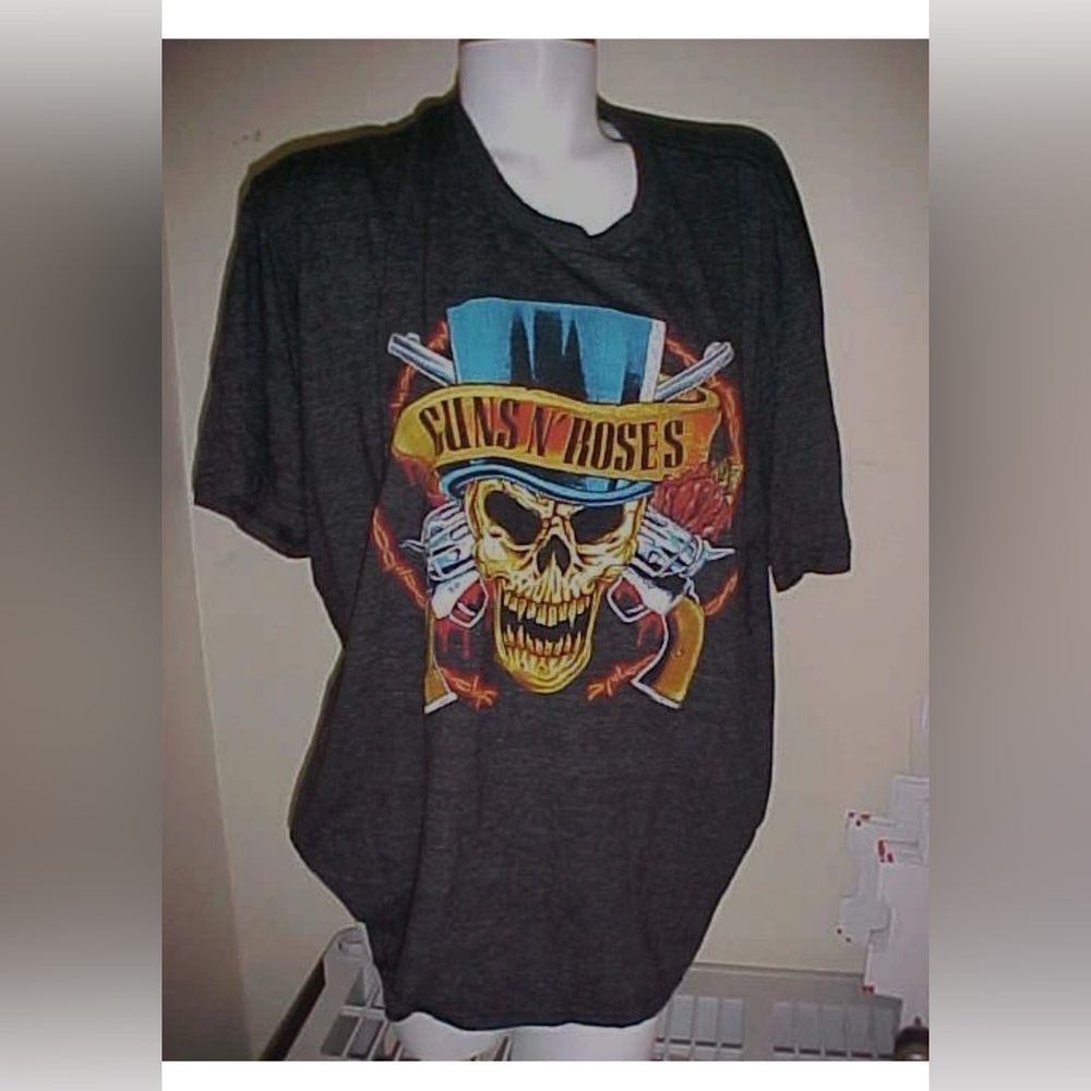 Vintage GUNS 'N ROSES T-Shirt Bravado Dark Charcoal Gray Sz XXL Skull Pistols